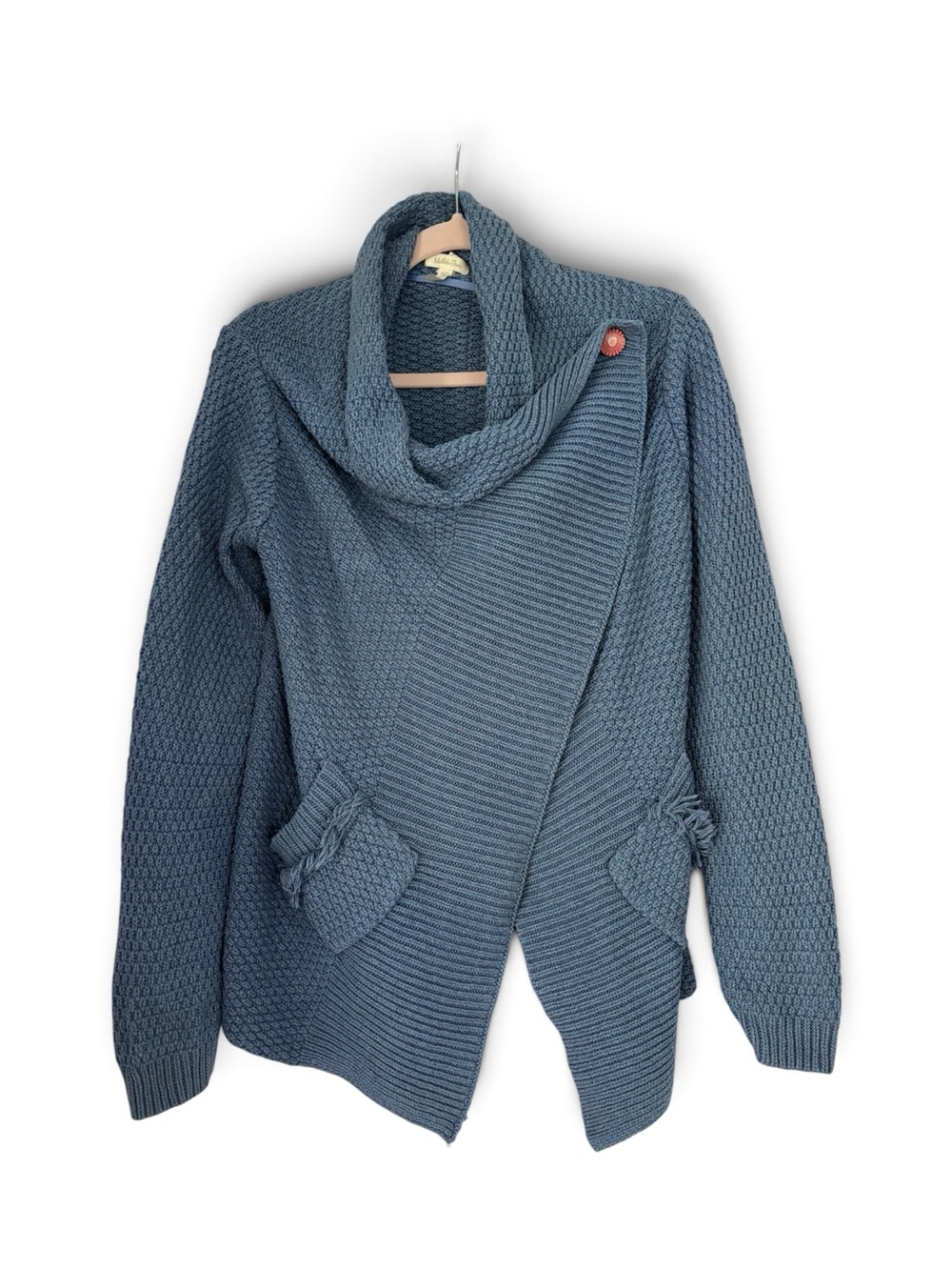 MATILDA JANE Slate Blue Wrap Cardigan with Cowl Neck Size M